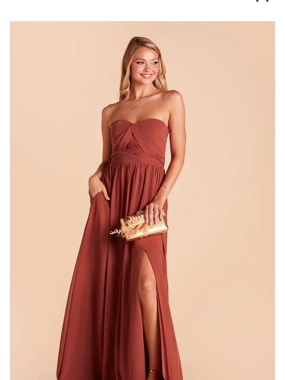 Birdy Grey Strapless Maxi Dress in Rust